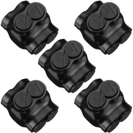 Copkim 5 Pcs Insulated Wire Connectors Multi Splice Connector Dual Entry Electrical Power Connector Black Cable Connectors 2 Port Wire Connectors (2/0-6 Wire Range,Slotted or 3/16" Allen Hex)