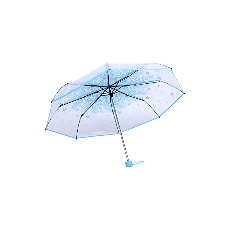 Ejoyous Pocket Umbrella, Transparent Umbrella with Flowers, Sakura Pocket Umbrella,