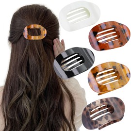 Flat Hair Clips, Women's Flat Hair Clip, Large, Pack of 5 Hair Clips, Flat, Lightweight & Comfortable, Non-Slip, Elegant French Hair Clip for Everyday, Sports, Driving