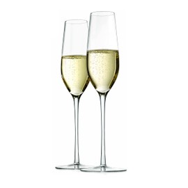 NutriChef 7oz Crystal Champagne Flutes - Set of 2 Elegant Tall Long Stem Clear Stemmed Glass Drinkware w/ Narrow Rims, Seamless Bowl, Lead-Free, Dishwasher Safe Sparkling Wine Stemware