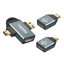 cablecc 3 Stück/Set Micro & Mini HDMI auf HDMI-kompatible 1.4 Buchse 2-in-1 Combo Adapter 4K @ 60Hz