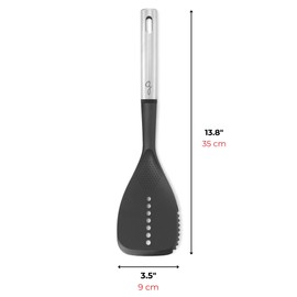 Starfrit Gourmet Steel - Nylon Slotted Turner - Stainless Steel Handle - High Heat-Resistant Nylon