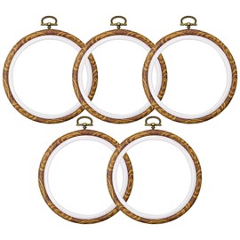5PCS 6'' Round Embroidery Hoops -guofa 15CM Display Cross Stitch Hoop Frames, Imitated Wood Circle Embroidery Hoop Ring Sewing Crafts Hanging Decoration