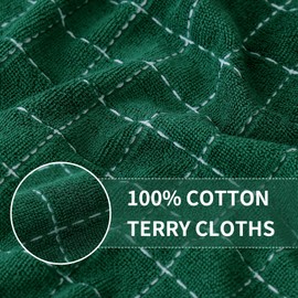 Homaxy 100% Cotton Terry Kitchen Dish Cloths, Ultra Soft and Absorbent Dish Towels for Kitchen, Perfect for Drying and Washing Dishes, 6 Pack, 12 x 12 Inches, Dark Green