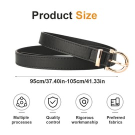 LuLiyLdJ Women's Classic Slim 2 cm Split Cowhide Adjustable Waist Belt 104 cm, Women's Leather Belts, (Black), 1 Piece, Bronze, One size