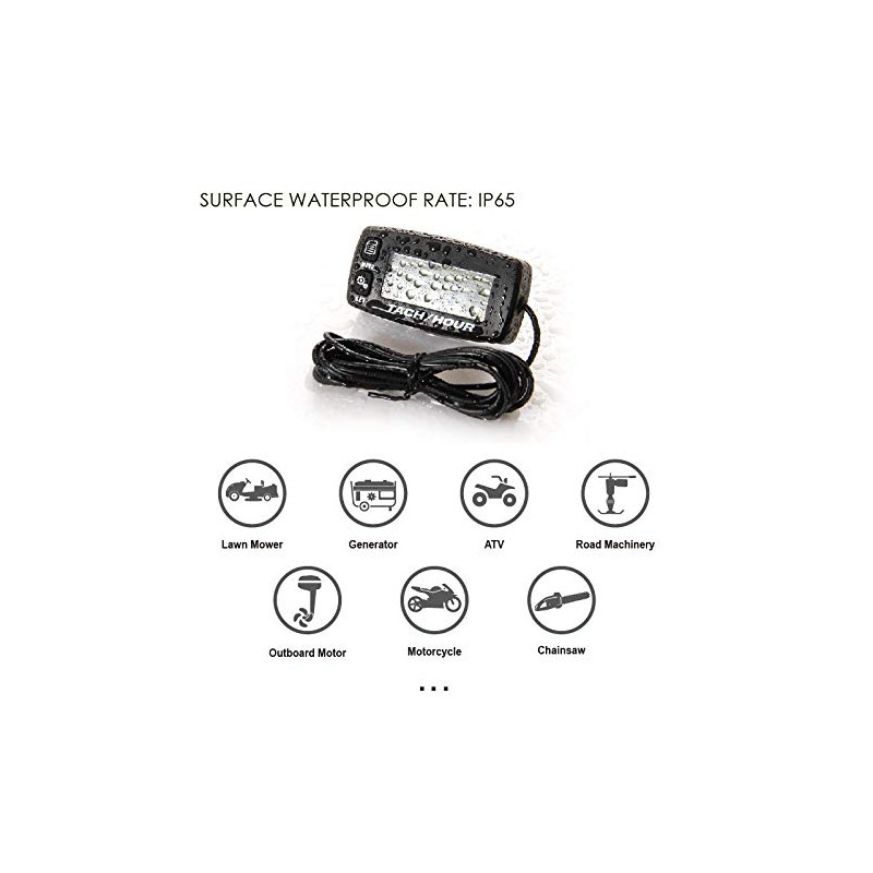 Jayron JR-HM032A Self Powered Digital Tach/Inductive/Maintenance/Waterproof/Backlit/Shutdown Hour Meter,Battery Replaceable,for Lawn