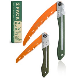 LAGOM Folding Camp Saws for Cutting Branches – 2 Pack (11.4" & 8.2") | SK5 Steel Blades, Ergonomic Handle, Secure Lock | Foldable Tool for Camping, Gardening, Survival, Kayaking, Outdoors