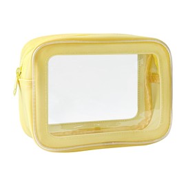 TotePrint Transparent Cosmetic Bag Small Cosmetic Bag PVC Waterproof 18 x 13 x 6.5 cm with Floral Pattern for Men and Women, yellow, Modern