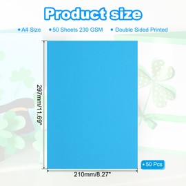 PATIKIL 50 Sheets Colored Cardstock Paper, A4 Size 230GSM Thick Card Stock Printed Colored Paper for DIY Crafts Scrapbooking Card Making Party Decors, Lake Blue
