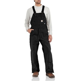 Carhartt mens Flame Resistant Duck Bib overalls and coveralls workwear apparel, Black, 36W x 32L US