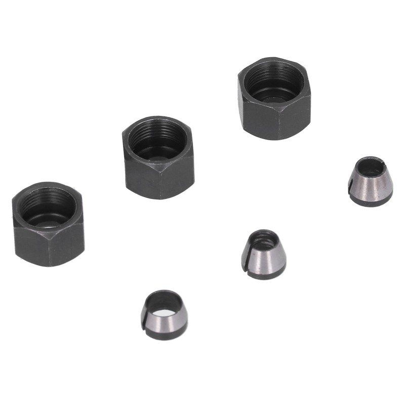 6Pcs Router Collet Adapter Carbon Steel 6mm 6.35mm 8mm Set