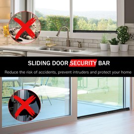 WIDYANA Sliding Door Security Bar, 17.1-40 inches Adjustable Sliding Glass Patio Door Security Bar, Black Sliding Door Lock Bar with Rubber Tips, 1.25 inch Diameter Window Security Bar for Home