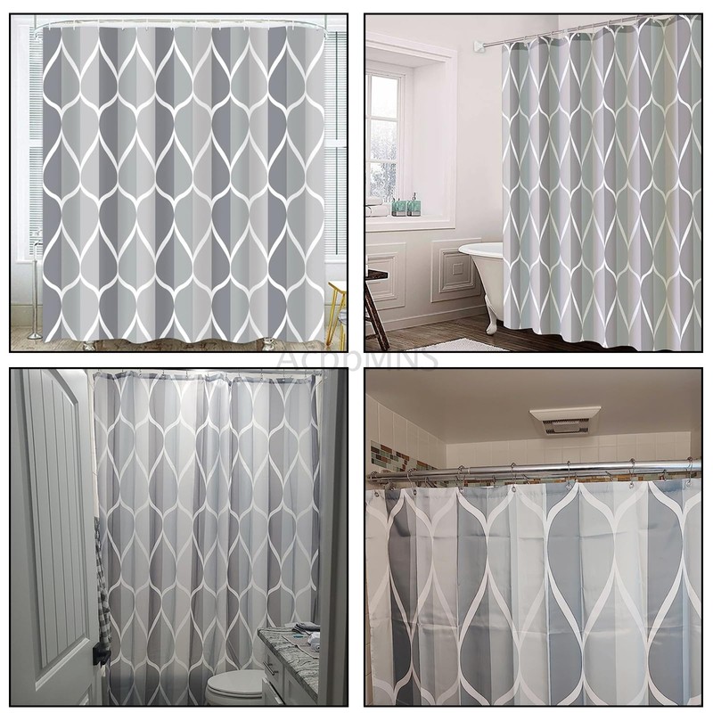 AcbbMNS Shower Curtain with Grommets and 12 Hooks, 220 x