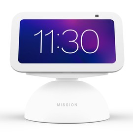 Mission 2-in-1 Tilt & Battery Stand for Echo Show 5 (3rd Gen, 2023 Release) (Make Your Echo Show Portable) - Glacier White