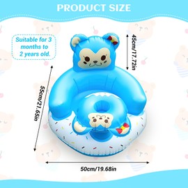 SilverChry Tragbares Aufblasbares Babysofa, Inflatable Baby Seat für Kleinkinder von 3–36 Monaten, Babysitz mit Rücken und Nackenstütze, Aufblasbarer Babystuhl für Reisen, Füttern, Sitzlernen(Tragen)