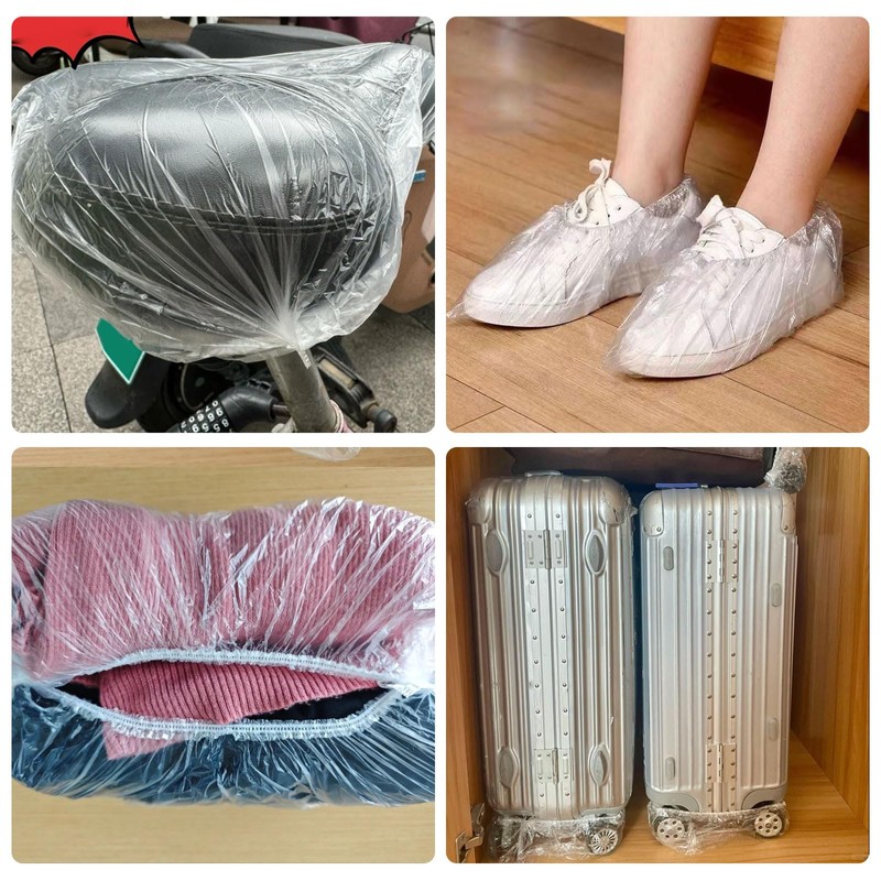 200PCS Disposable Shower Caps, Plastic Elastic Bath Cap Waterproof Hair
