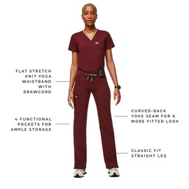 FIGS Kade Cargo Scrub Pants for Women - Burgundy, 2XL-Petite