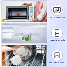 6 Pack Food Containers with Lids, Airtight Plastic Food Storage Container Snack Pots Round Leakproof Stackable Container Set Storage Pots with Clip-Lock Lid for Friut, Yoghurt, Snack(600ml)