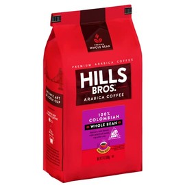 Hills Bros. 100% Colombian Whole Bean Coffee, Medium Roast, 24 Oz. Bag – Roasted Arabica Coffee Beans, Smooth Balanced Flavor