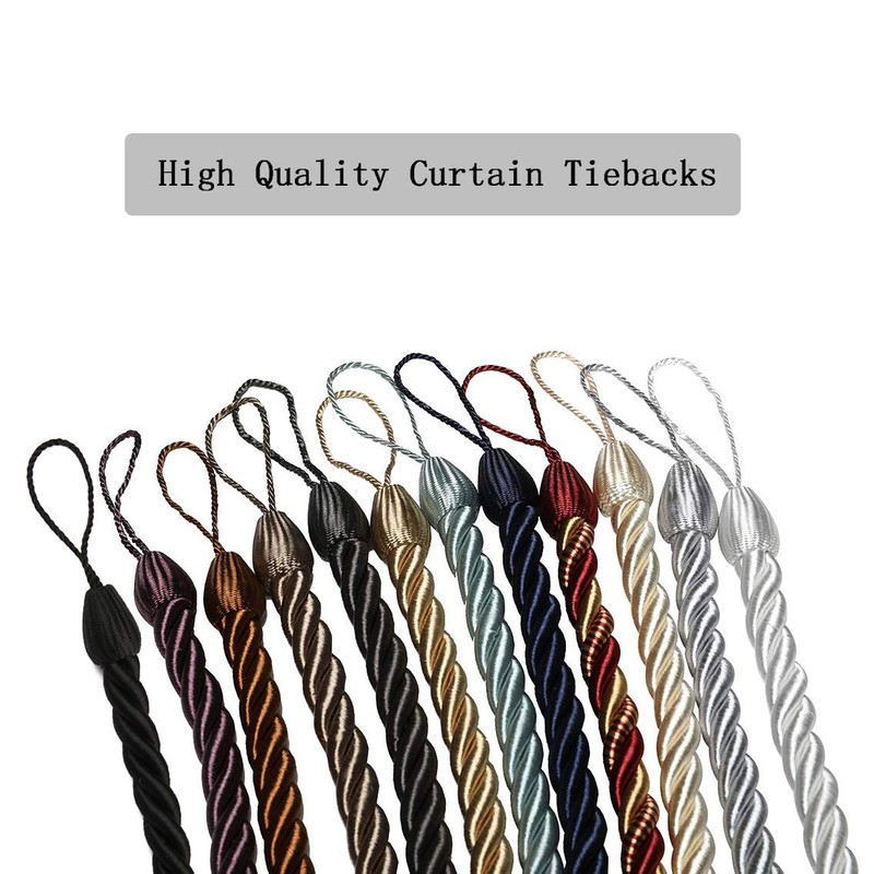 BEL AVENIR Curtain Tiebacks Ropes Tie-Backs, Handmade Curtain Holdbacks (Black,