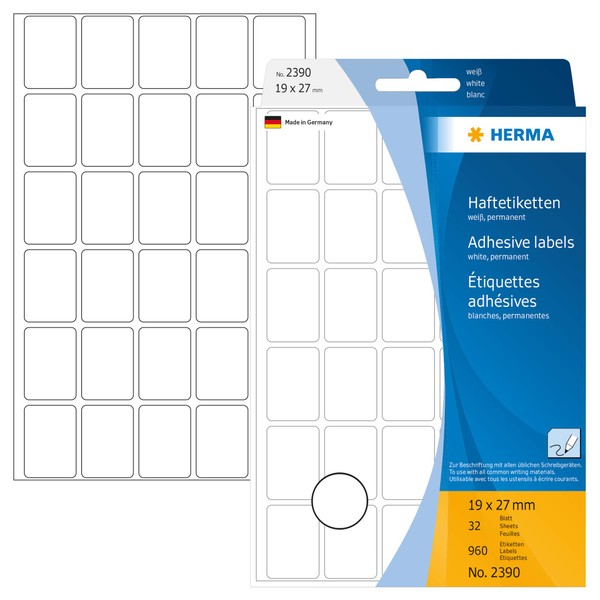 HERMA 2390 Vielzweck-Etiketten, 960 Stück, 19 x 27 mm, 30