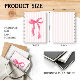 Trendy Pink Bow Spiral Notebook,Trendy Girly Style Spiral Notebooks，Bows Spiral Notebooks for Girls，Pink Notebooks College Ruled, For Teen Girls Women School Student Teacher，Pink Journaling Notebooks