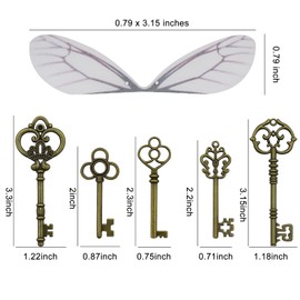 50 Pcs Vintage Flying Key Skeleton Craft Pendant Small Metal Art Charms Set with Wing and String for DIY Jewellery Making Chain Wedding Party Favours House Keyring Christmas Decor (Bronze)