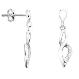 SOFIA MILANI - Solid 925 Sterling Silver Earrings for Women - with Zirconia Stones - Oval Dangle Earring - E1345