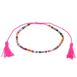 Stands Out, Supplying Outstanding Gifts Womens Girls Adjustable Hot Pink Braided Beaded Anklet Ankle Bracelet