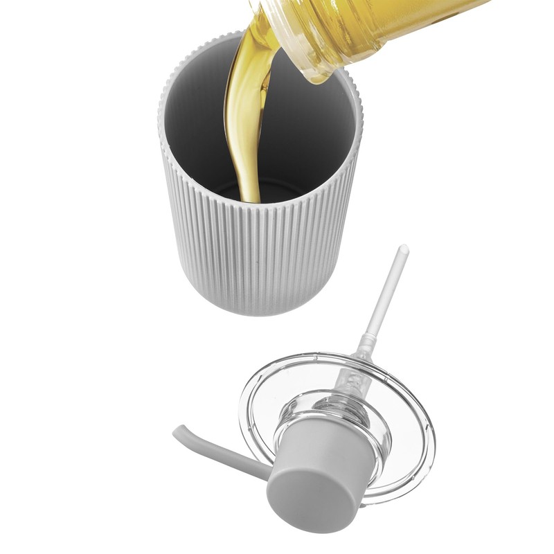 iDesign Dispenser for Kitchen or Bathroom-Gray/Clear Fluted Soap Pump