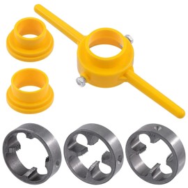 6 Pcs PVC Thread Maker Tool, Pipe Threader Plumbing Tool Kit Plastic Pipe Round Die with 3 Dies 1/2", 3/4" and 1" NPT Die Manual Hand Tool for PVC Threading