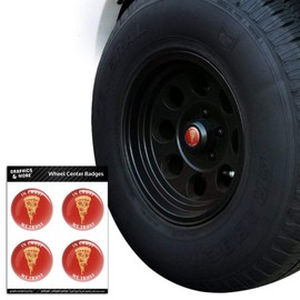 GRAPHICS & MORE in Crust We Trust Pizza Funny Humor Tire Wheel Center Cap Resin-Topped Badges Stickers