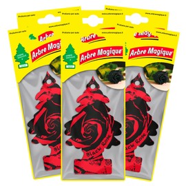 Arbre Magique Mono Car Air Freshener Black Rose Refined and Velvety Fragrance Lasts up to 7 Weeks Made in Italy Pack of 6