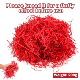 200g Red Shredded Tissue Paper, Shredded Tissue Paper, Shredded Tissue Paper Filler for Gift Boxes, Hampers, and Packaging, Ideal for Gift Wrapping, Hamper Filling,Creative Presentations (all red)