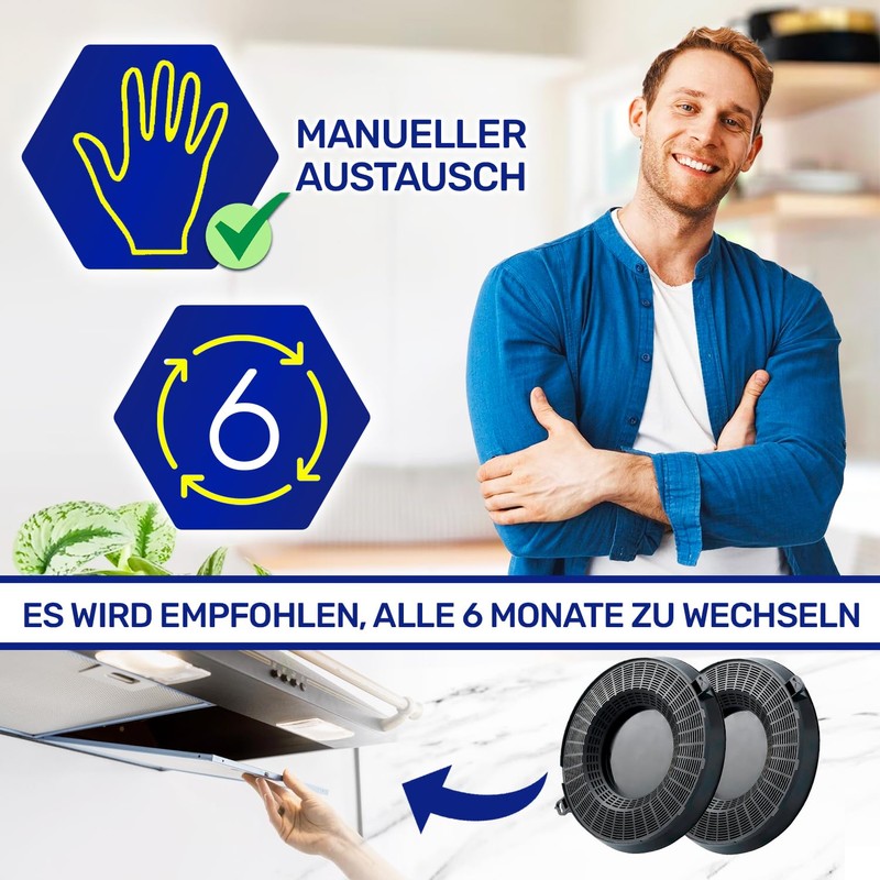 Aktivkohlefilter für Dunstabzugshaube 234 mm x 27 mm Mod 48