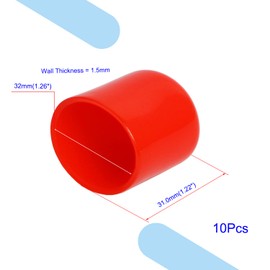 Aopin Rubber Round End Cap Cover 1-1/4 Inch (32mm) Screw Thread Protectors PVC Flexible Tubing Pipe Protective Bolt Screw Thread Protector Safety Cover | for Pipe Post Tubing Rod Cover 10 Pcs (Red)