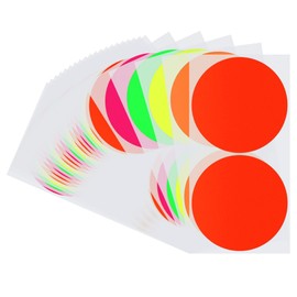 Hycodest 3 inch Circle Color Coding Inventory Labels Round Self-Adhesive Stickers Writable Label Fluorescent Paper 50 PCS, Mix 5 Color