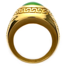 JWM Men's Stainless Steel Rings Inlaid with Natural Green Cats Eye Stone Rings for Men, Cocktail Party Biker Rings, Delicate Packaging (13)