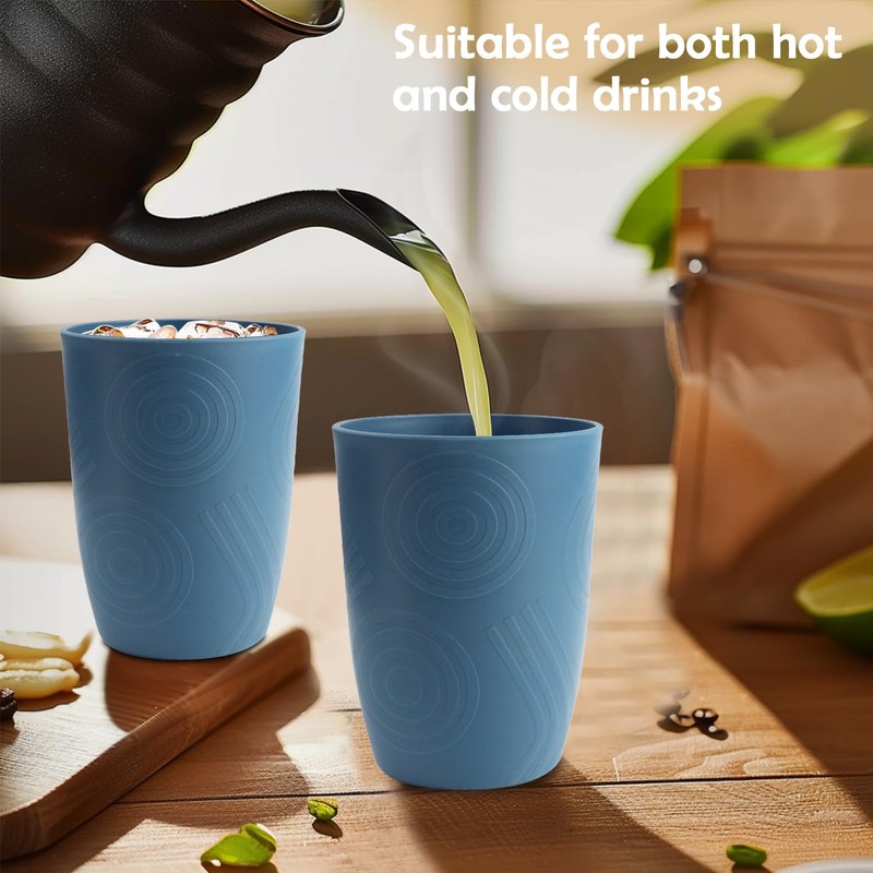 BUSOKIP Premium Wheat Straw Cups Drinking Glasses Set of 6
