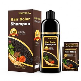 Champú para teñir el cabello 3 en 1, cobertura duradera de canas, champú para teñir el cabello con ingredientes a base de hierbas, champú de fácil apl