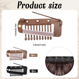 12 Pcs Hair Extension Clips 10-Teeth Wig Clips for Girls Women Wig Hairpieces Snap Clip Headscarf Setting Clip Hairpieces U Shape Wigs Hair Accessories (Black, Brown)