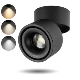 SUNMEIYI LED Dimmable Ceiling Spotlight 12W 3CCT 3000K/4000K/5000K Adjustable Indoor Directional Spotlight Fixtures for Room Living Hallway Gallery Art Light,CRI93 1200LM (Black)