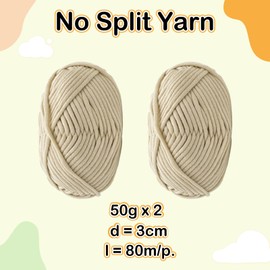 Chunky Yarn for Crochet,Cotton Yarn Thick Wool for Crochet 2x50g Crochet Yarn for Beginners Amigurumi Yarn,Easy Crochet Starter Kit Beige Yarn