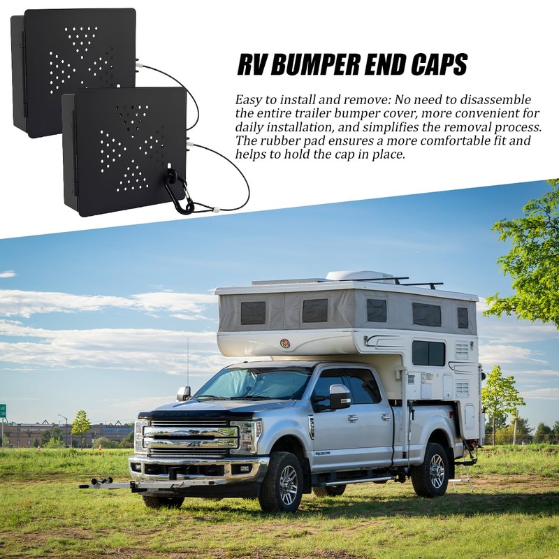 2PCS RV Bumper End Caps, 4-Inch Square Aluminum Camper Ventilated