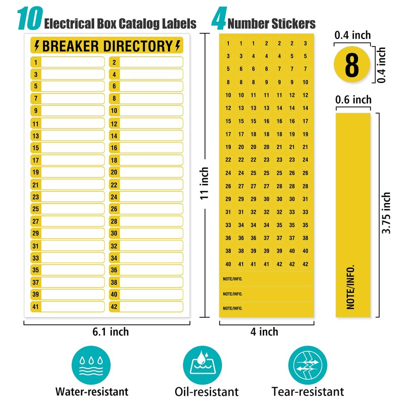 14 Sheets Breaker Panel Labels, 10 Electrical Box Catalog Labels
