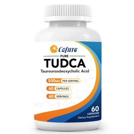 Cofure TUDCA 500mg Supplement, Liver and Gallbladder Support, Genuine Pure Bile Salts with Bitter Taste, Gluten Free, Non GMO - 60 Capsules