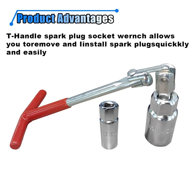 BDZMC Spark Plug Socket Wrench, T-handle Spark Plug Removal Tool,