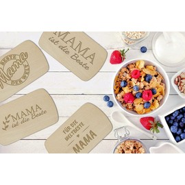 Breakfast Board with Engraving, Beste Mama, Durable Wooden Board in Various Designs, Made from Sustainable Beech Wood, Great Gift Idea, Motif Mama ist die Beste