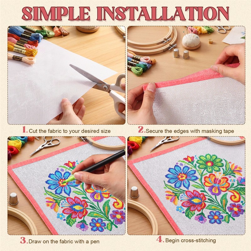 Frienda 28 Pcs Needlepoint Canvas 13 Mesh, 2 Sheets 16x20