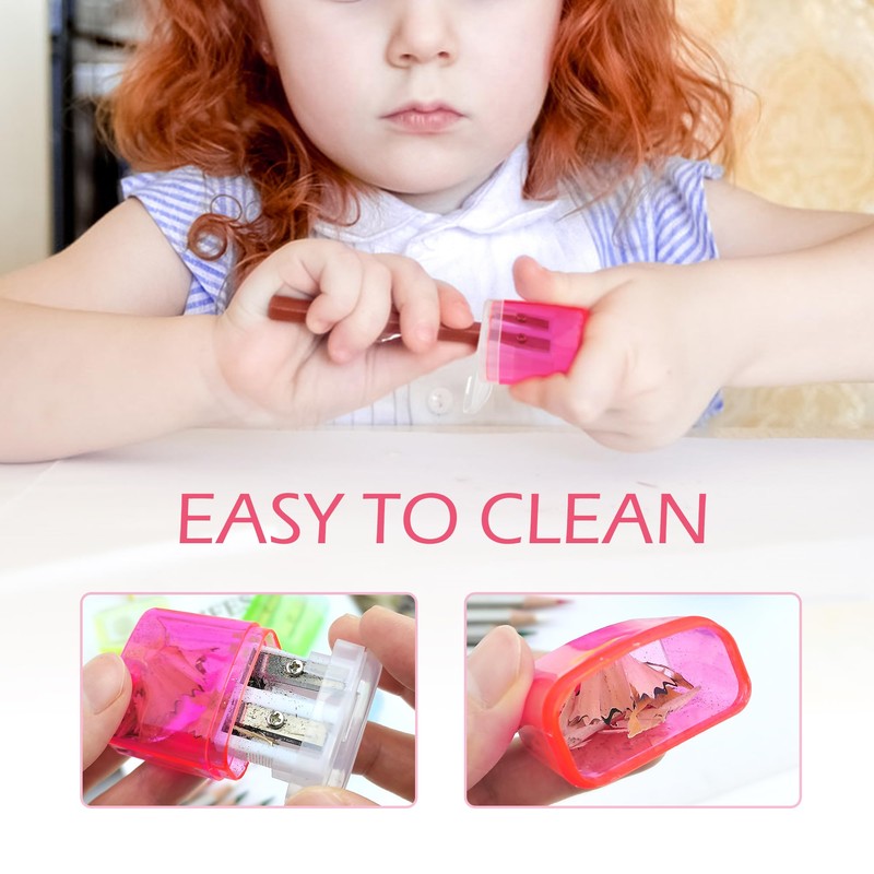 Cretty-Meet 4 PCS Handheld Pencil Sharpeners with Lid, Multicolor Dual